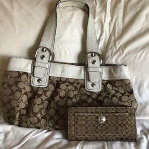 Coach Jacquard Soho Pleated Satchel bag and wallet